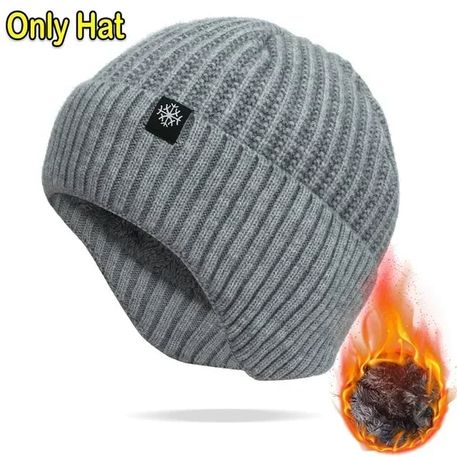 Middle Aged and Elderly Men's Winter Warm and Windproof Ear Protection Hat for The Elderly Winter Dad Grandpa Knitted Woolen Hat
