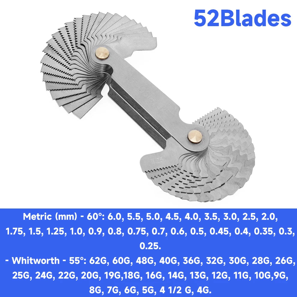20-58 Blades Screw Pitch Gauge Metric & Imperial & US Screw Meter SAE Whitworth 55/60 Degree Metrisch Thread Measurement Tools