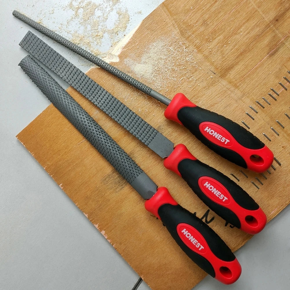 3Pcs Heavy-Duty Wood File Set Rasp File-Round,Flat and Half-Round-Ideal for Woodworkers, Carpenters, and DIY Enthusiasts
