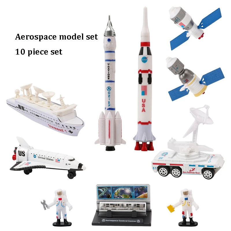 Rocket Model Aircraft Space Toy Set Child Car Launch Tower Space Ship Children's Creative Educational Toys