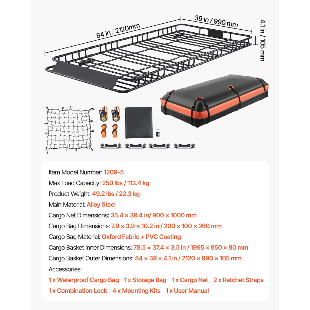 SucceBuy Roof Rack Basket 64x39x4.1" Universal Rooftop Cargo Carrier Anti-Rust Alloy Steel Car Top Luggage Holder for SUV Truck