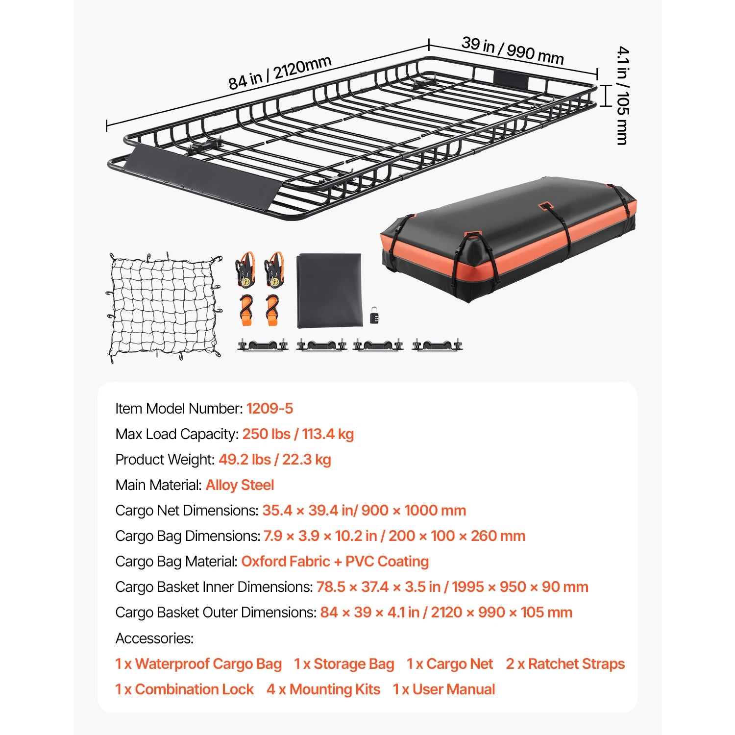 SucceBuy Roof Rack Basket 64x39x4.1" Universal Rooftop Cargo Carrier Anti-Rust Alloy Steel Car Top Luggage Holder for SUV Truck