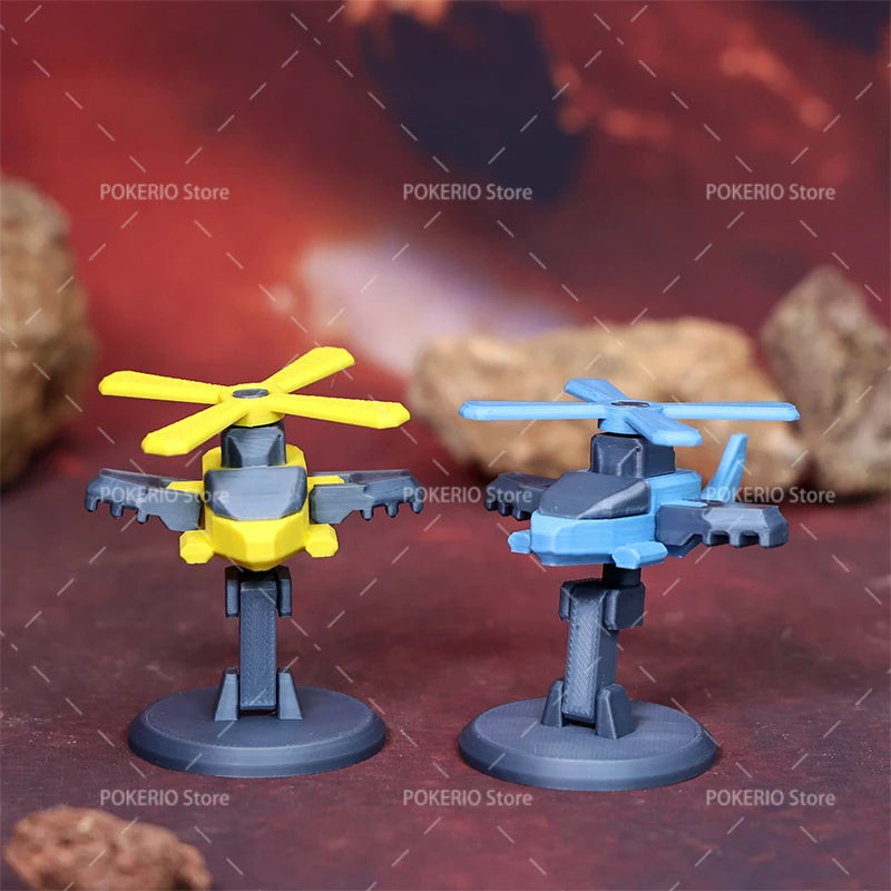 Mini War Machine Mecha Fighter Jet Series 3D Printed Starship Attack Helicopter Flutter Drone Movable Joints Assemble Models Toy
