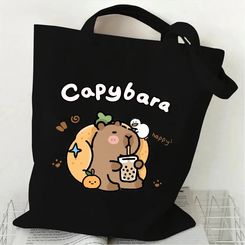 Capybara Printed Shoulder Bags Student Handbag Women Large-capacity Shopper Bag Harajuku Shopping Storage Pouch Tote for Girl