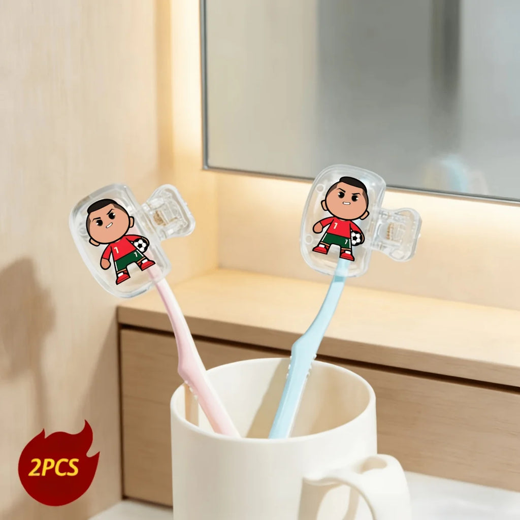 2pcs No. 7 Soccer Ball Portable Toothbrush Head Covers Storage Case Protective Cover Holder Bathroom Accessory for Home Travel