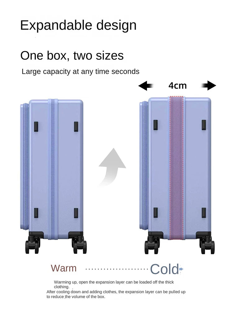 New Double-Opening Travel Suitcase 20 inch Carry-On Suitcase Expandable Multi-Functional Luggage Explosion-proof Zip 22-26 inch