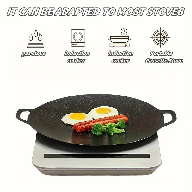 Outdoor Electrical Dual-Use Non Stick Baking Tray with Handle, Evenly Heated, Easy to Clean, for Stir Frying Noodle, Fried Egg,