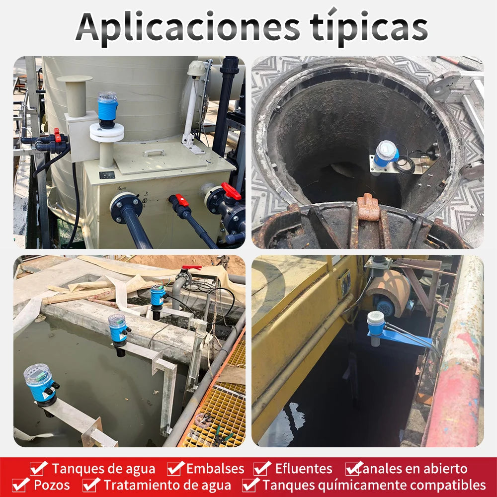 Non-Contact Ultrasonic Level Meter Ultrasonic Level Transmitter Contactless Ultrasonic Sensor for Water Tanks Industrial Tanks and Containers Output 4-20 Ma or Rs485 Level Control