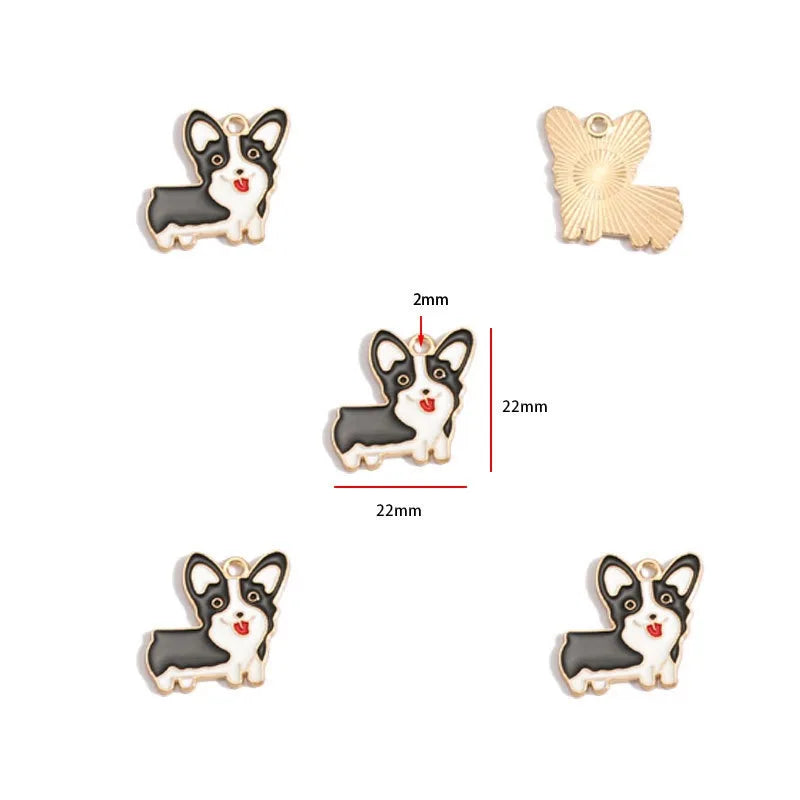 12pcs Alloy Drip Oil Cute Pet Dog Jewelry DIY Pendant Earrings Necklace Accessories Keychain Pendant Handmade