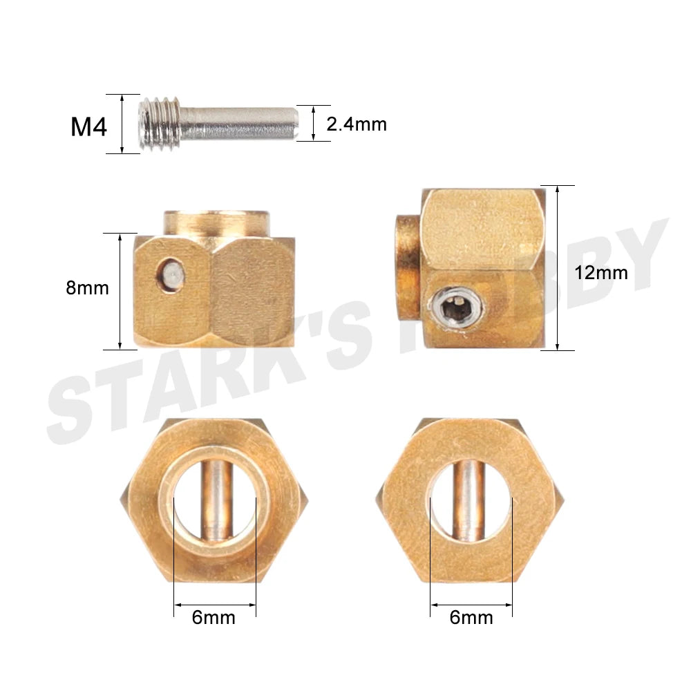 TRX4 4pcs 12mm Wheel Hex Wheel Hub Extended Adapter 6/8/9/10/11/12mm Brass Counterweight for 1/10 RC Crawler Car  TRX-4