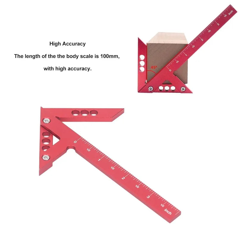 45/90 Degree Center Finder Woodworking Square Right Angle Line Gauge Aluminum Center Scribe Carpenter Ruler Wood Measuring Tool