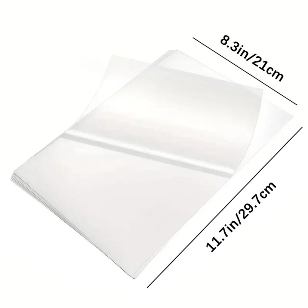 20 Pcs A4 Size Clear Matte Vinyl Sticker Cold Laminating Sheets 8.3x11.7 Inches Self Adhesive Vinyl Film