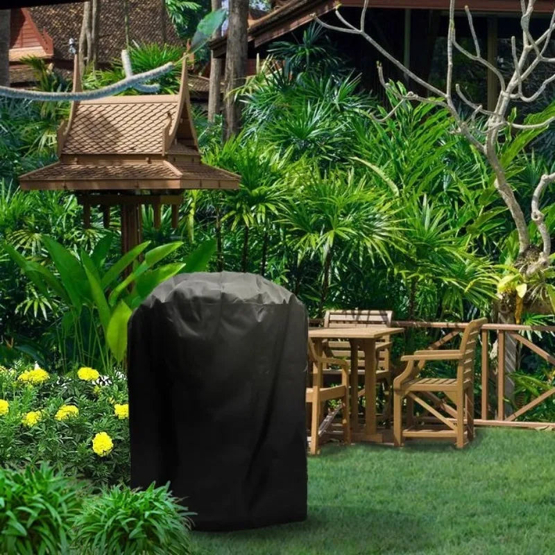 Round BBQ Grill Cover, Universal Outdoor Heavy Duty Windproof Tear Resistant Waterproof Barbecue Protector, Only Cover