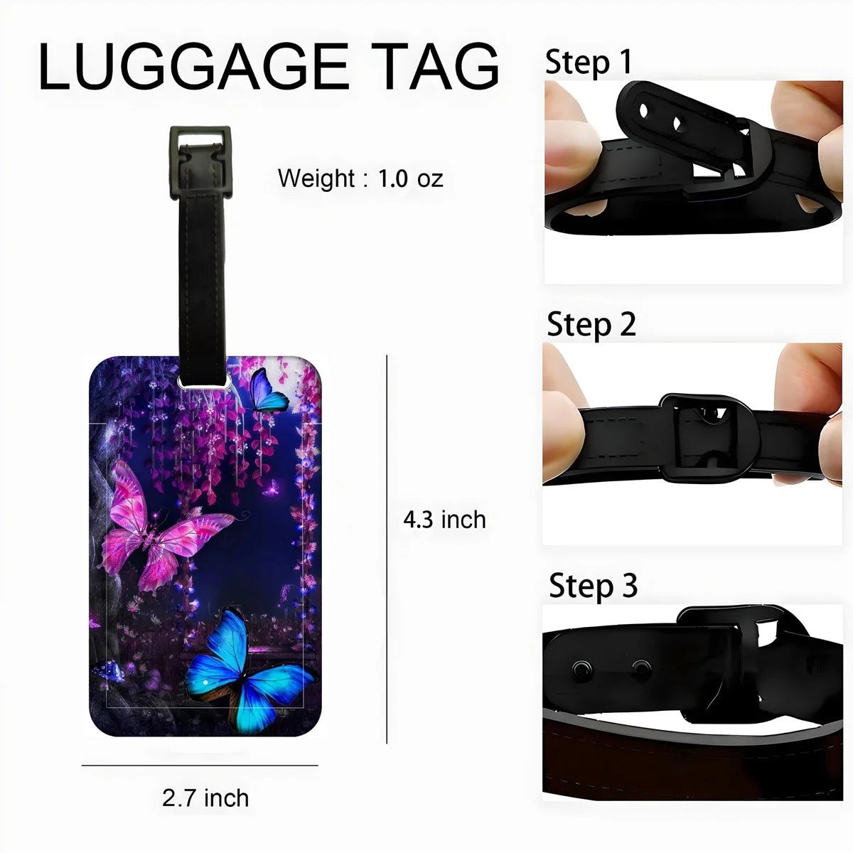 Women love Butterfly Luggage Label Travel Luggage Tag Girls Suitcase ID Address Holder Baggage Boarding Portable Suitcase Ticket