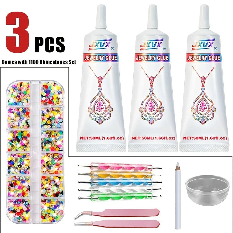 B7000 Jewelry Glue for Making, JXVX 50ML/1.68 fl oz B-7000Multipurpose Super Clear Adhesive for Rhinestone Nail Art Glass