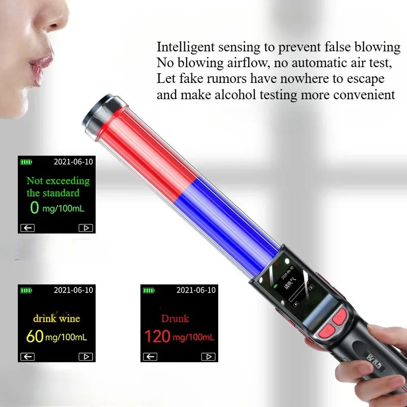 Professional Alcohol Detector Portable Alcohol Detector Breath Detector Air Blowing Breathalyzer Alcohol Test Voice Broadcast