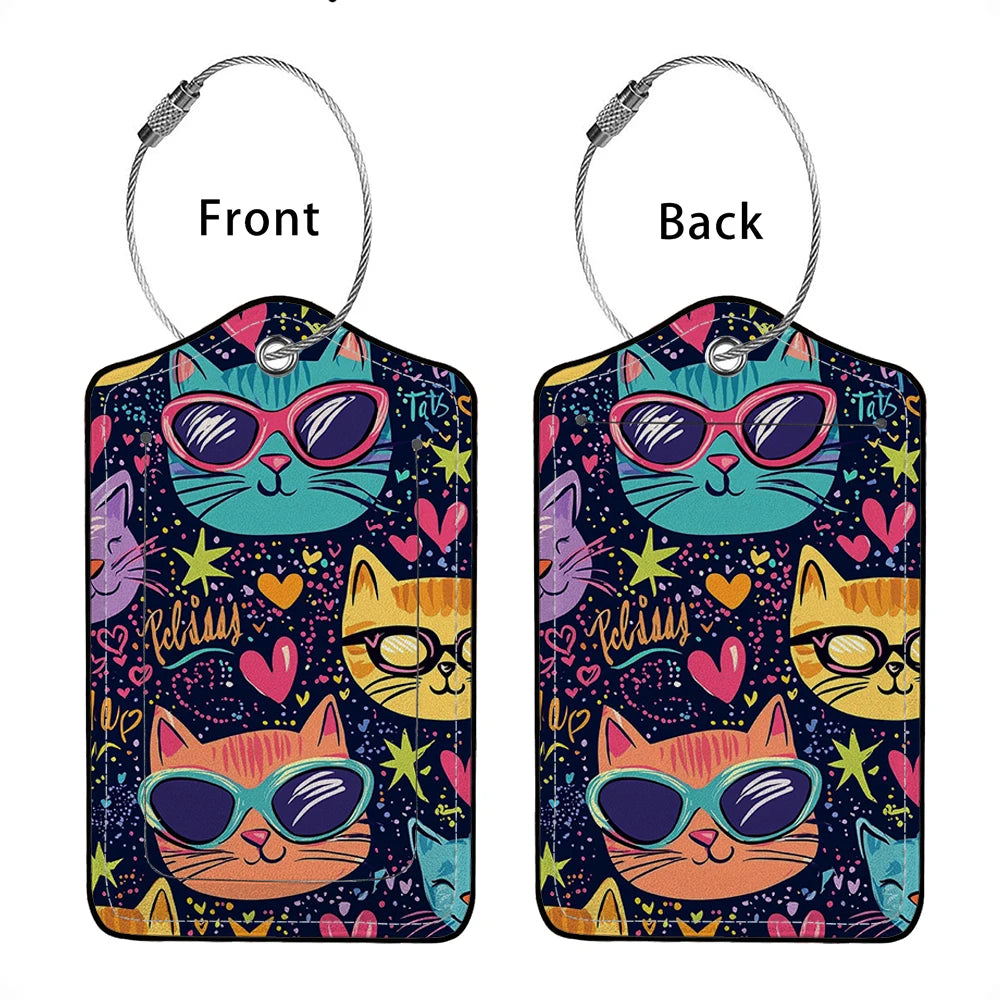 HOT SALE Cute animals Leather Business Luggage Tag Suitcase Address Label Luggage Boarding Case Label Name ID Address Clip
