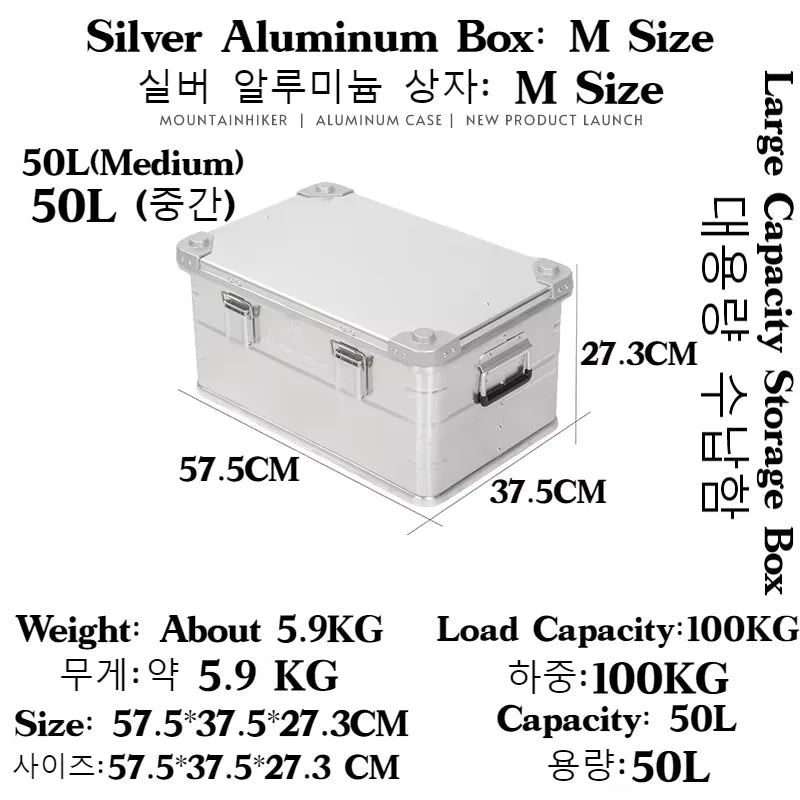 MOUNTAINHIKER New 30-80L Camping Picnic Travel Aluminum Alloy Large Capacity Box Storage Bag Hiking Accessories Outdoor Storage