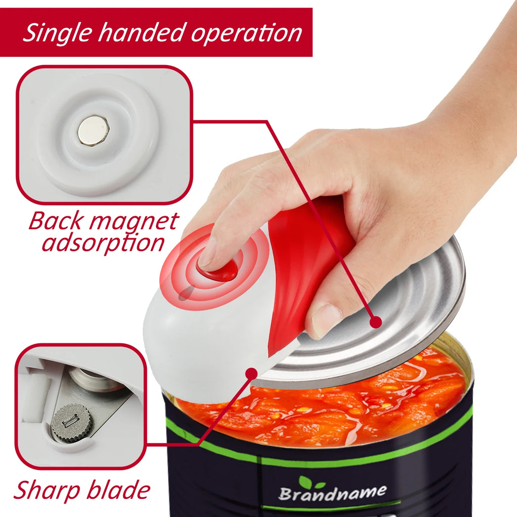 Automatic Can Opener One-Touch Operation Electric Tin Opener No Sharp Edge Handheld Can Opener Kitchen Gadgets Tools