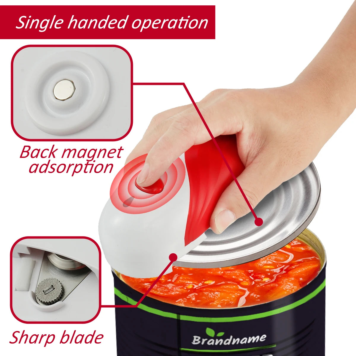 Automatic Can Opener One-Touch Operation Electric Tin Opener No Sharp Edge Handheld Can Opener Kitchen Gadgets Tools