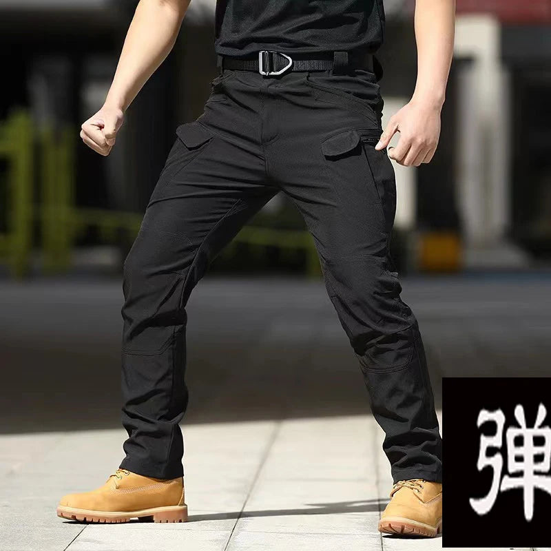 Men's Spring Autumn Tactical Combat Gargo Elastic Camping Hiking Trekking Climbing Outdoor Trousers Softshell Quick Dry Pants