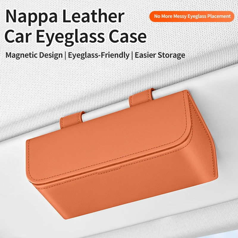 Car Sun Visor Glasses Holder Leather Multi-functional Storage Case Auto Sunglasses Holder Car Storage Box Interior Accessories
