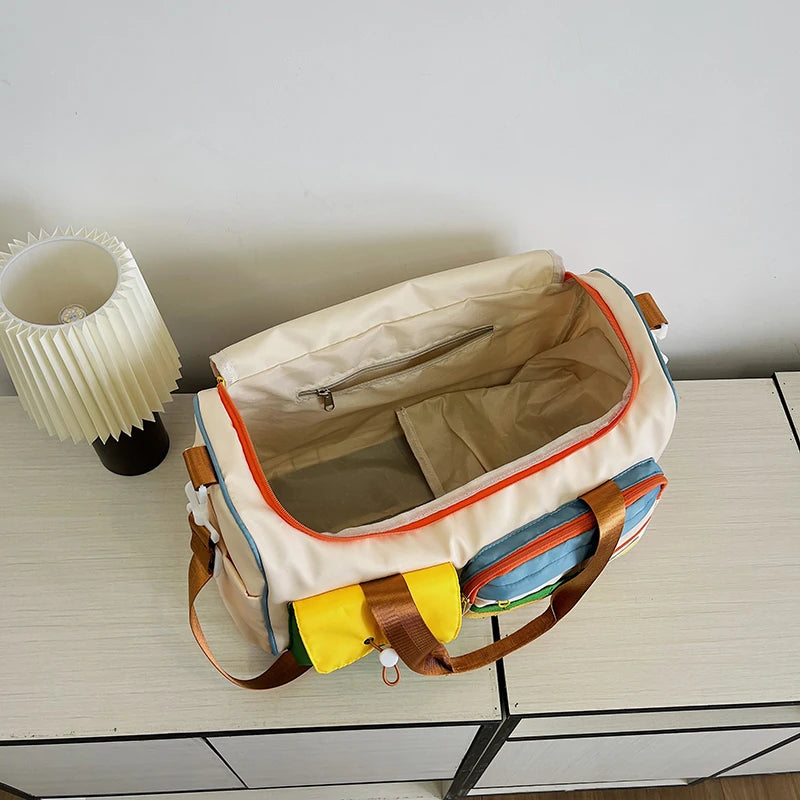 Colorful Retro Large Capacity Handbags Travel Crossbody Bag Women's Weekend Sports Fitness Shoulder Bag with Multiple Pockets