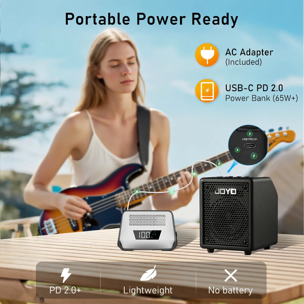JOYO BA-30 VIBE CUBE 30W Bass Amplifier Bluetooth 5.1+OTG Audio Interface with Studio-level Compression Effects 3-Band EQ