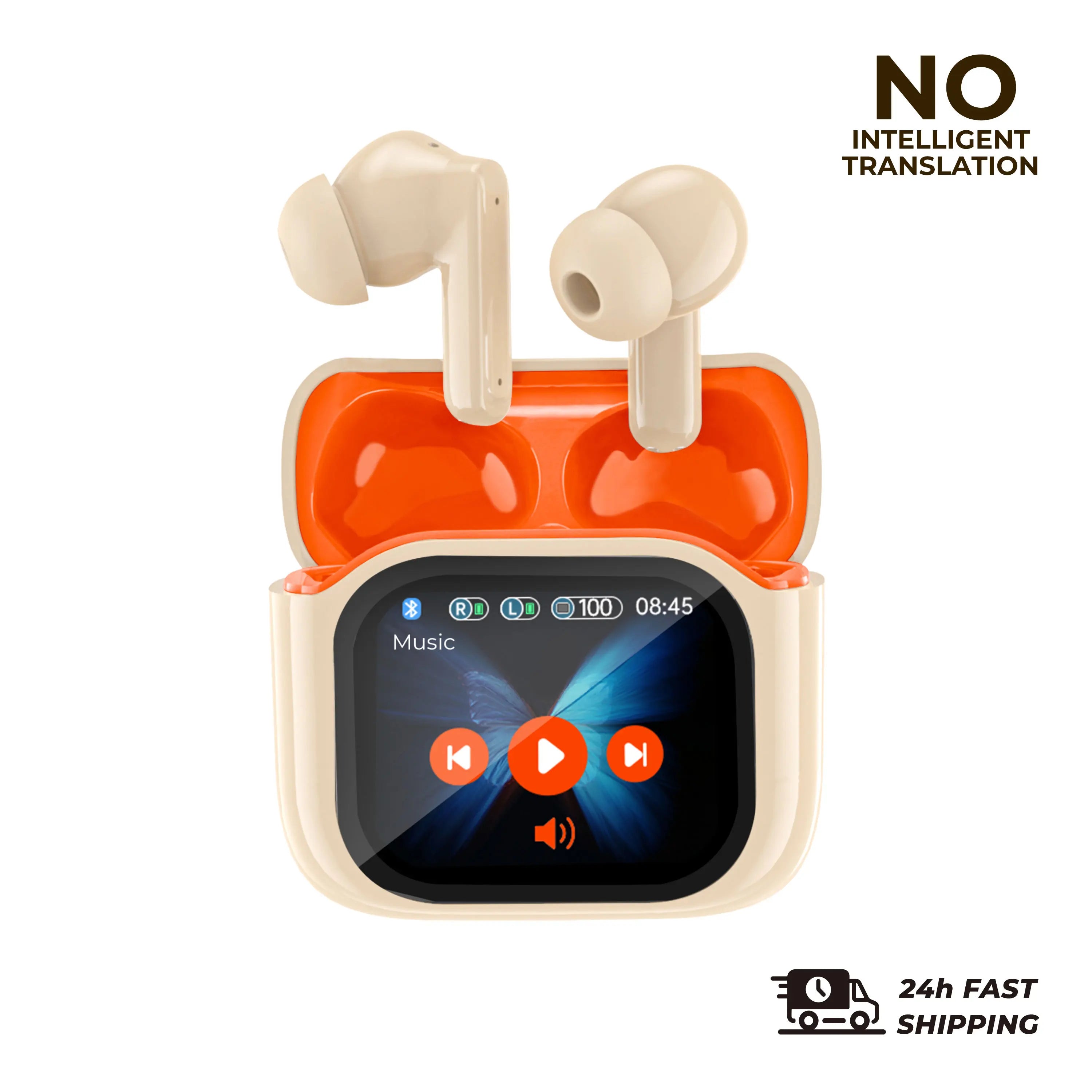2PCS Touch Screen Translation Headphones 144 Languages Two-Way Real Time Translator Headsets Travel Business Bluetooth Earbuds