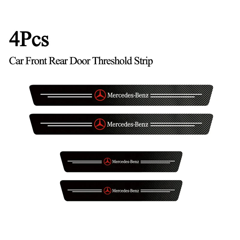 4Pcs/set Car Logo Threshold Strip Door Sill Protectio Sticker For Mercedes Benz A C E Class GLE GLB GLC W205 W212 W213 X253