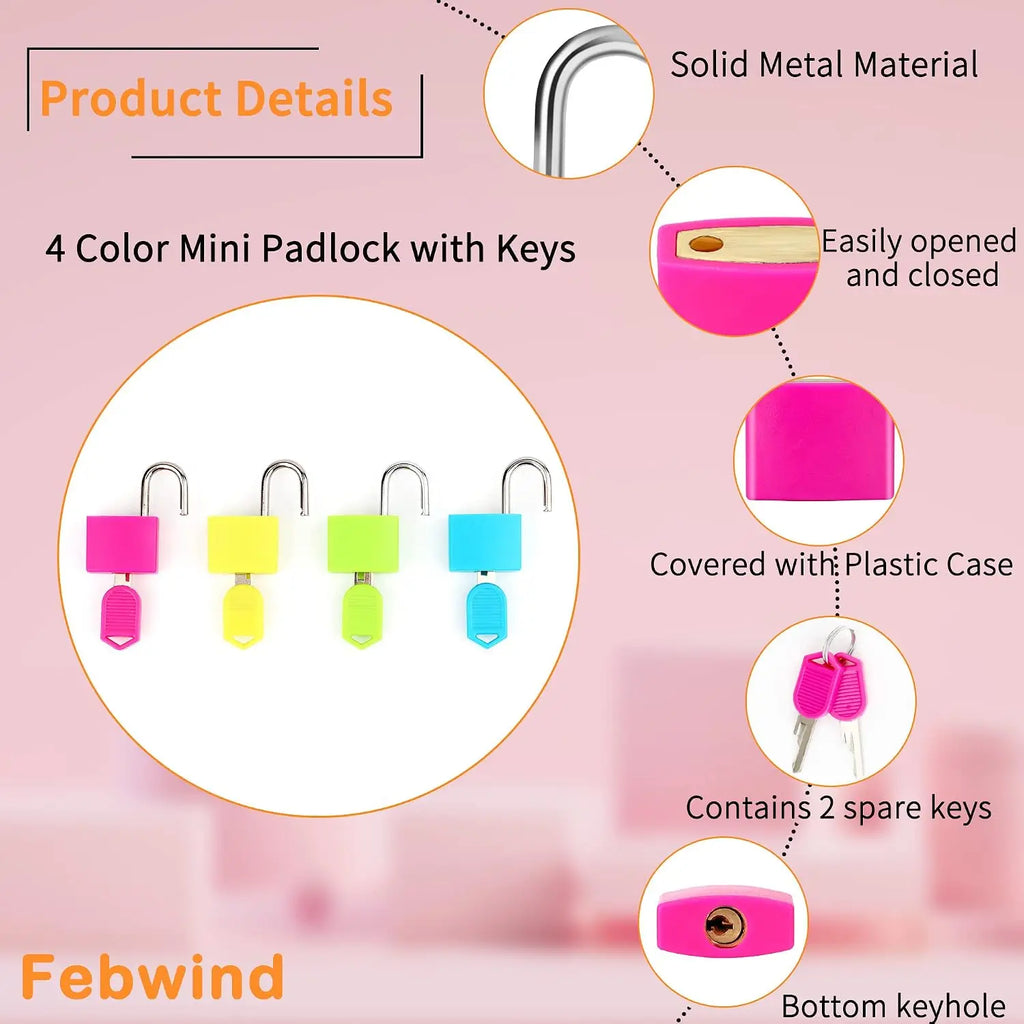 4 Pcs Suitcase Locks with Copper Keys Protect Your Belongings with Set of 4 Mini Padlocks Locks for Suitcases Backpacks