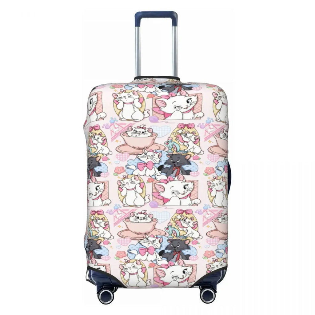 CustomM-Marie Cat Cartoon Travel Luggage Cover Elastic Suitcase Cover Protector Fit 18-32 Inch