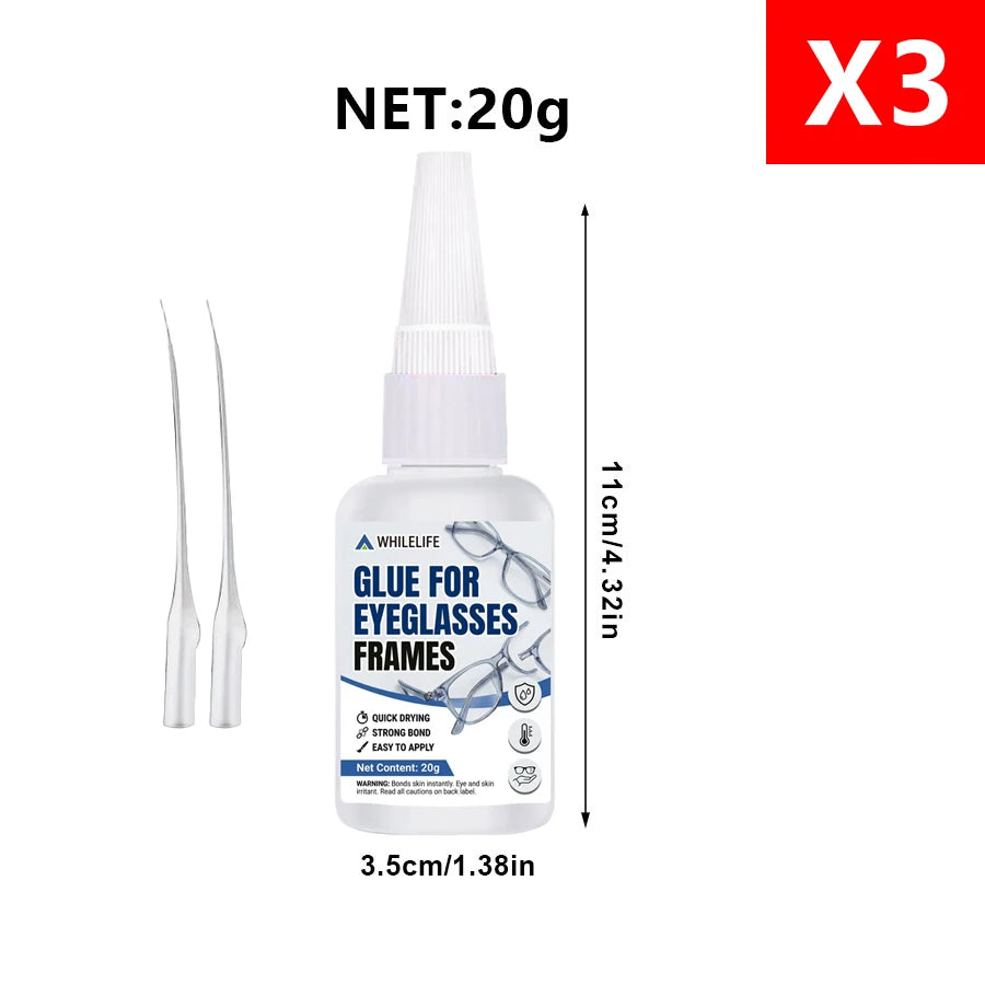Eyeglass Frame Repair Glue, Low-Cost Clear Strong Multi-Purpose Adhesive for Glasses Frames, Rhinestones, Pearls Device Bonding