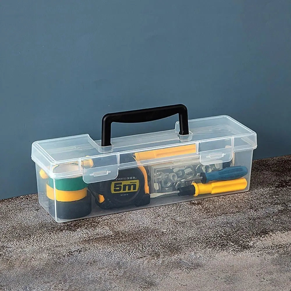 Portable Plastic Hardware Tool Box Transparent Tool Organizer Tool Storage Box Household Toolbox Parts Box
