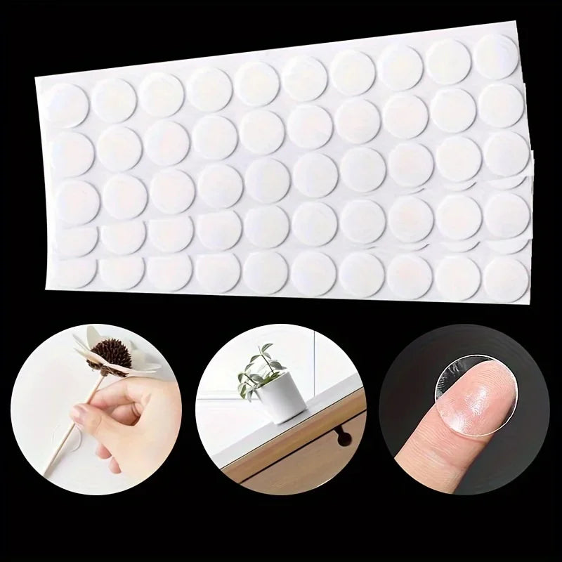 Clear Traceless Nano Adhesive 100pcs Double-Sided Tape - Waterproof EVA Removable Mounting Stickers for Balloons, Car, Plastic,