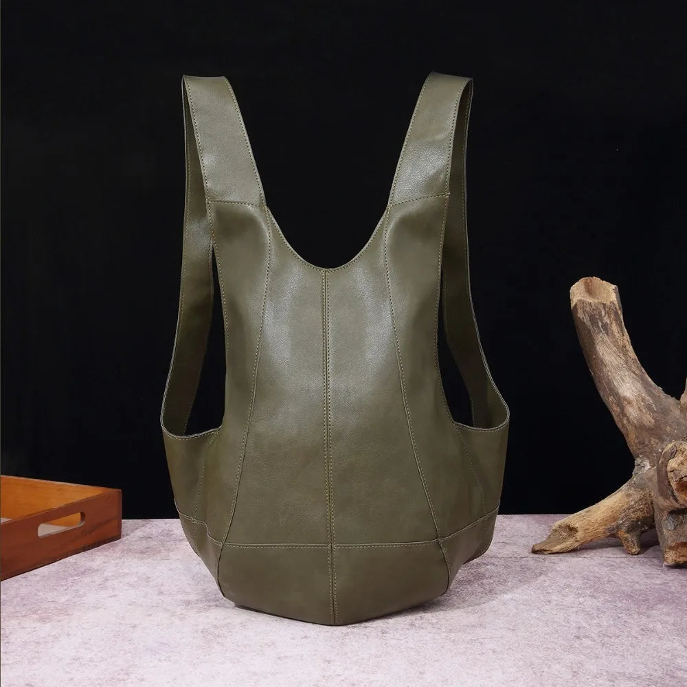 Crazy Horse Soft Leather Beetle Bag Backpack Large Capacity Anti-theft Travel Bag Multifunctional Waterproof Trendy Backpack
