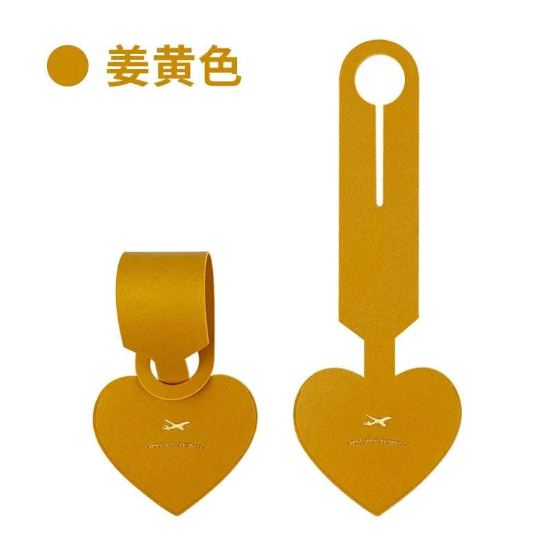 Heart-shaped PU Luggage Tag Women Men Flight Holiday Travel Accessories Suitcase Tags Name ID Address Lable Bag Tags for Luggage