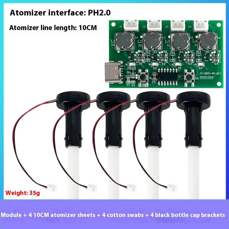 New【1Set Four Spray Humidifier TypeC USB Mini Humidifier DIY Kits Mist Maker And Driver Circuit Board Atomizer Sheet With Stand】