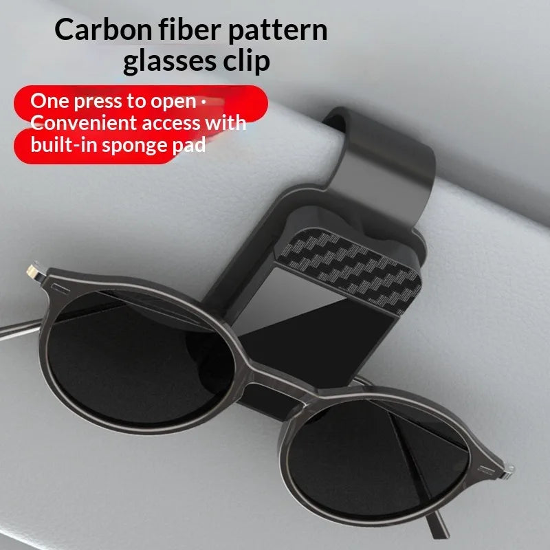 Car Sunglasses Clip Sun Visor Glasses Holder with Card & Ticket Storage Stable Eyeglasses Hanger - Interior Accessory