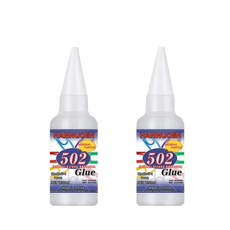 502 super strong quick-drying adhesive, professionally used for daily repair of toy plastics, is white, transparent and odorless