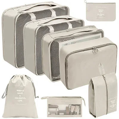 8/9PCS Set Packing Cubes For Travel Waterproof Clothes Underwear Shoes Toiletries Organizer Tidy Pouch Travel Storage Bag