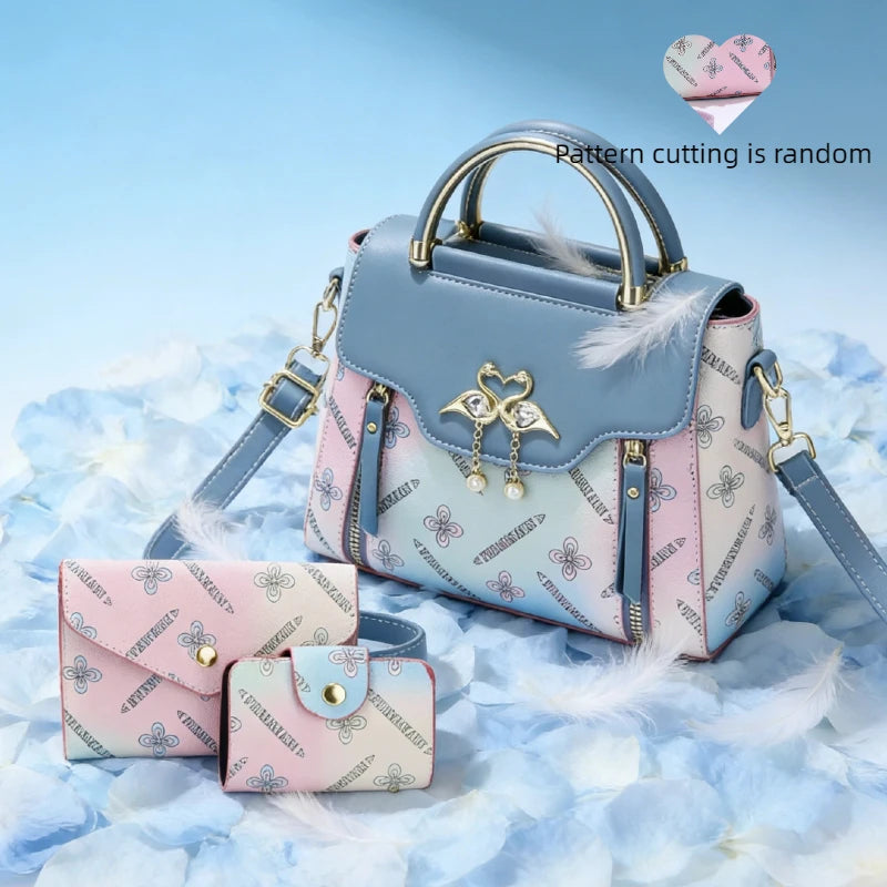 Colorful handbags, gradient messenger bag, small square bag, swan bag, shoulder bag, beautiful women's bag, colorful ladies' bag