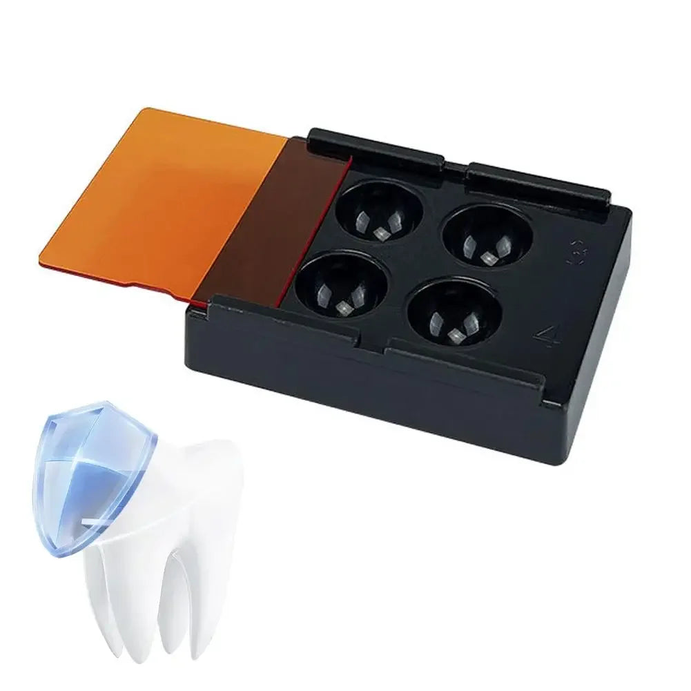 4Holes Dental Veneer Storage Box Professional Dental Shading Box Bowl Teeth Storage Veneer Dental Mixing Box Light Storage T2O4