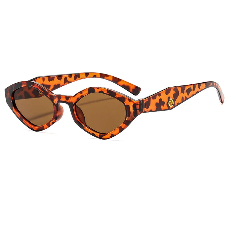 Hiking 2pcs Fashion Diamond Shaped Women‘s Anti Light Glasses Vintage Small Frame Punk Polygonal Glasses Outdoor Eyewear