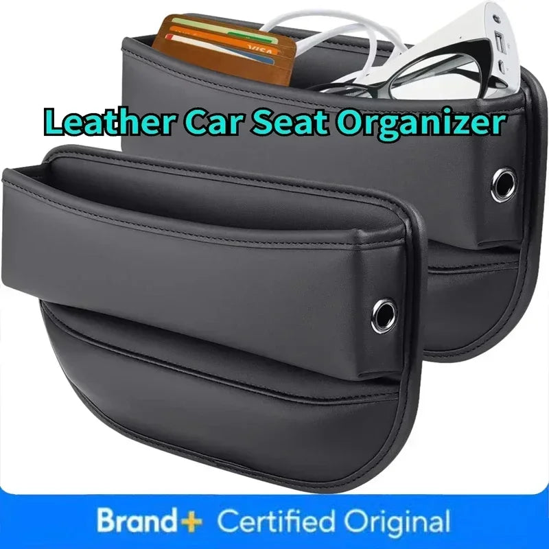 Car Seat Side Gap Filling Storage Box Keys Card Cup Phone Holder USB Cable Hole Sundries Tidy Organizer Bag Interior Accessories