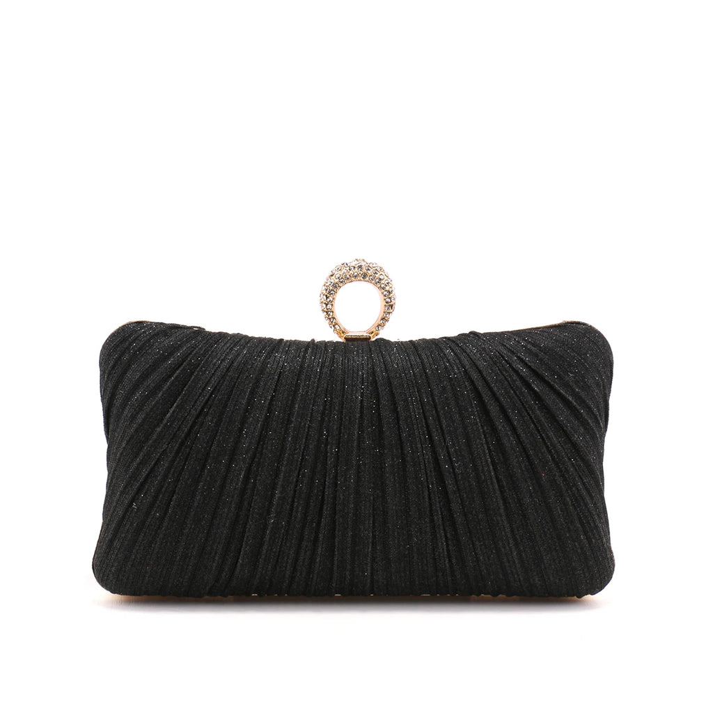 Valentine's Day Evening Bags Finger Ring Diamonds Clutch Ruched Fashion Prom Dinner Handbags With Chain Purse