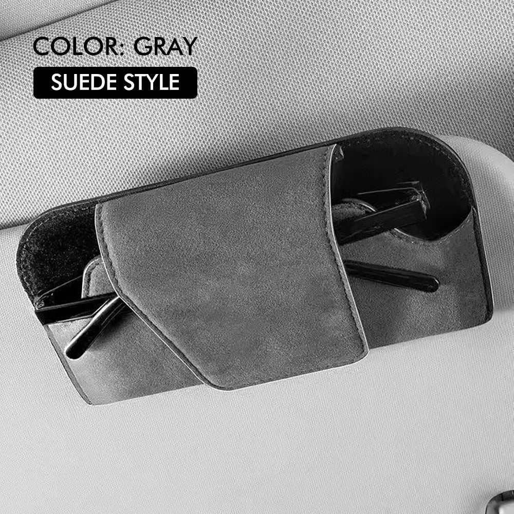 Car Glasses Case Auto Sun Visor Premium Suede Glasses Holder Wear-Resistant Sunglasses Protective Box Universal Cars Accessories