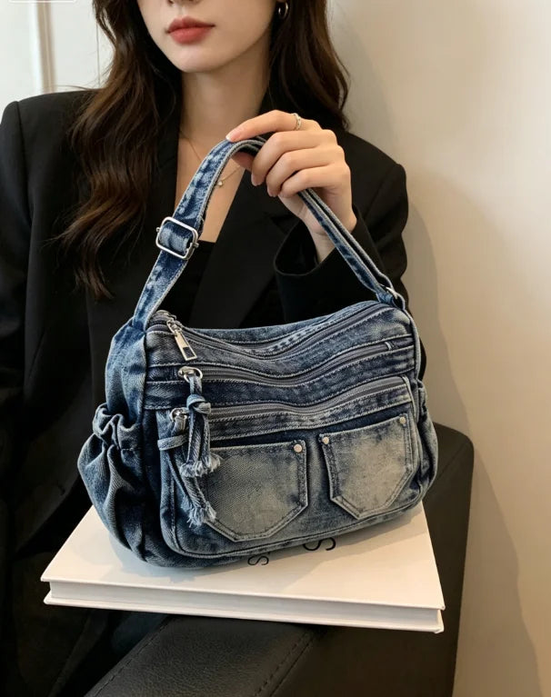 Fashion Casual Women's Crossbody Bag High Quality Denim Shoulder Bags Large Capacity Tote bags Multi Functional Women‘s Handbags