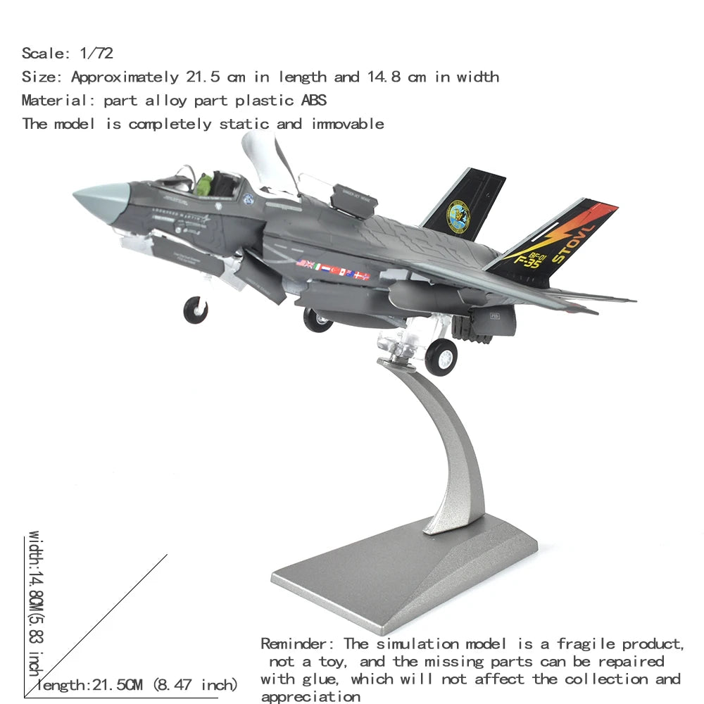 JASON TUTU 1/72 Scale Diecast Metal  F35B Fighter F-35 Lightning II Aircraft Model Plane GIFT