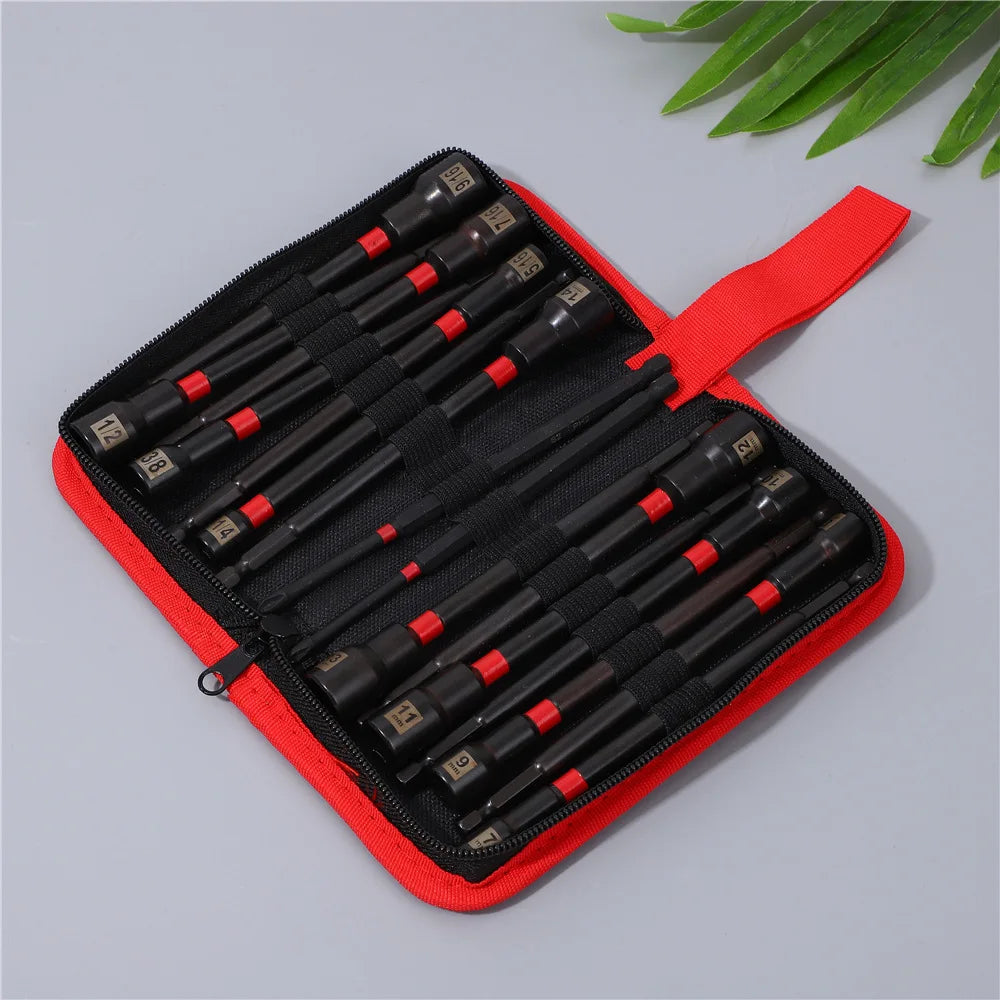 16pcs Magnetic Socket Bit Set Strong Magnet Power Drill Screwdriver Bit Kit Electric Driver Adapter Set for Home Repair DIY Use